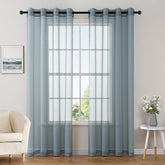 Elegant Lightweight Grommet Light Filtering Window Solid Color Sheer Curtains Dusty Blue 54Wx84L